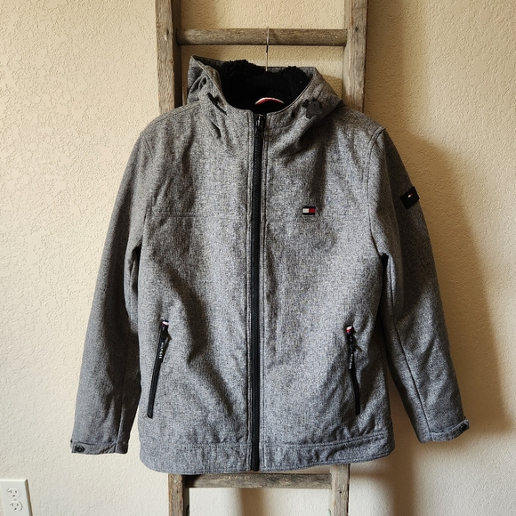 Tommy Hilfiger Boys Gre Fleece Waterproof Windbreaker Hooded Coat - Size Medium - Picture 1 of 9